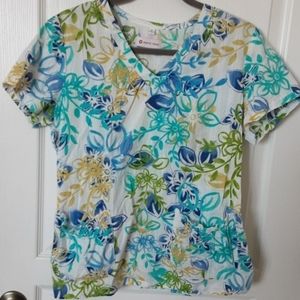 White Cross Scrubs V-neck Top